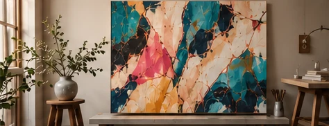 Concept visualization of an abstract painting in an interior