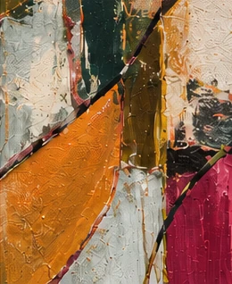 Detail of a textured, colorful abstract painting