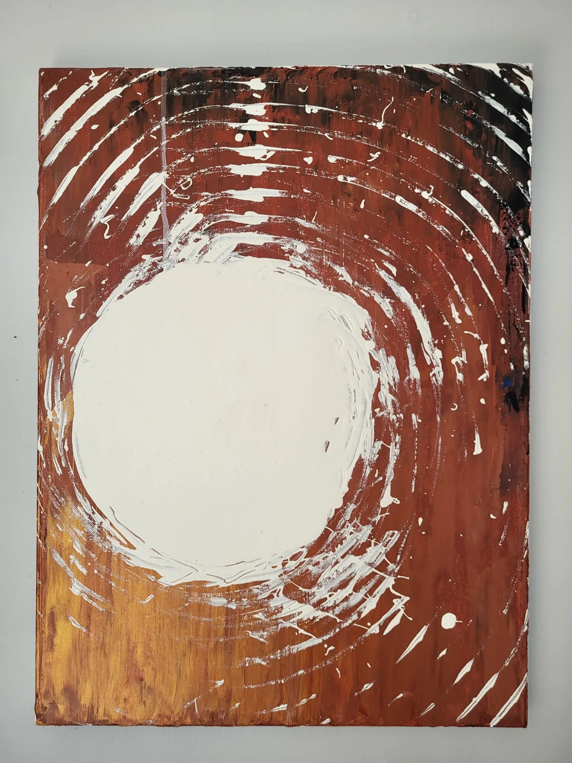 Actual rust and white abstract painting