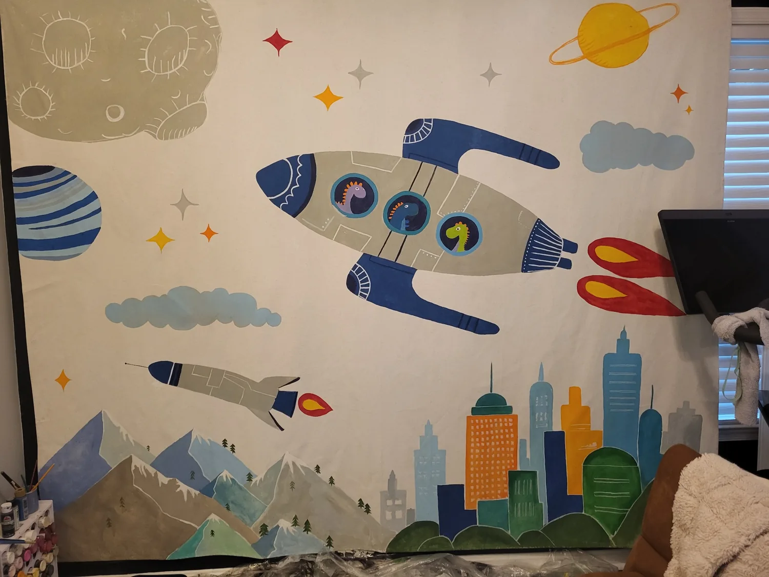 Space illustration on canvas